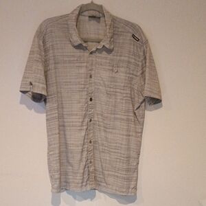 Large Men's Eider Collared Button Down Shirt Light Gray Breathable Outdoor